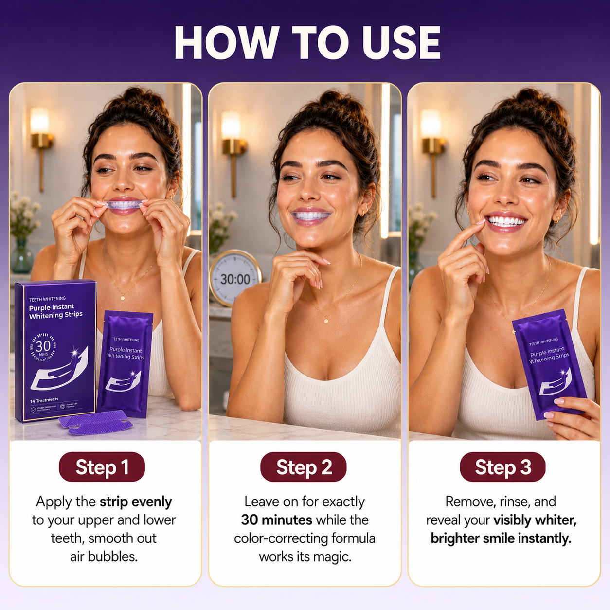 PurpleDent Instant Whitening Strips – 14 Treatments